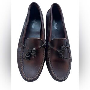 Minnetonka Dark Brown Leather Slip-Ons Size 9